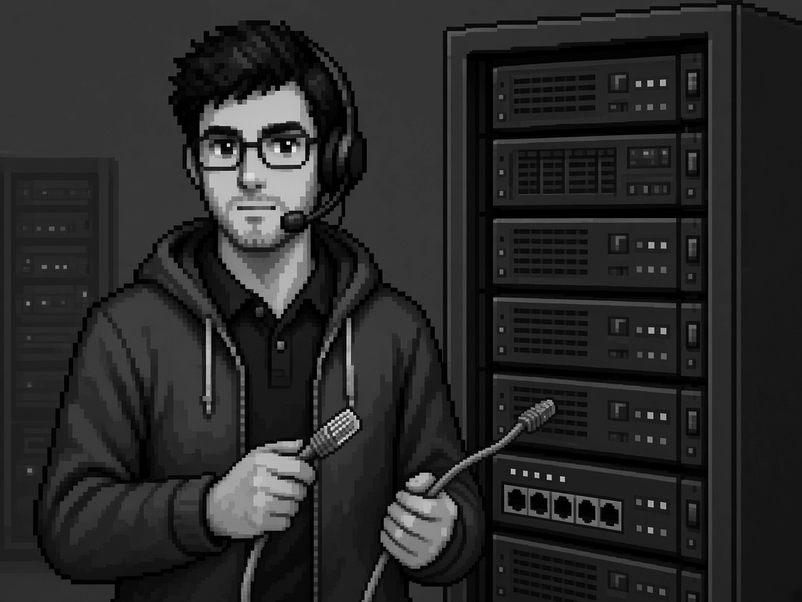 Specialist network engineer at a rack